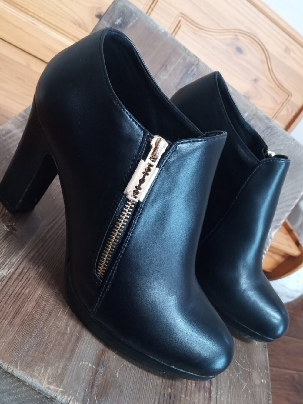 Allegra K Women's Size 9 Platform Round Toe Chunky Heels Ankle Booties NEW!